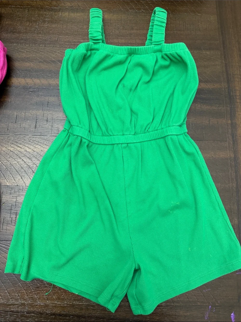 Old Navy Bright Green Ribbed Girls' One-Piece Romper